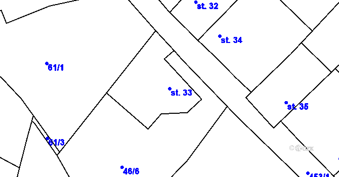 Parcela st. 33 v KÚ Malobratřice, Katastrální mapa