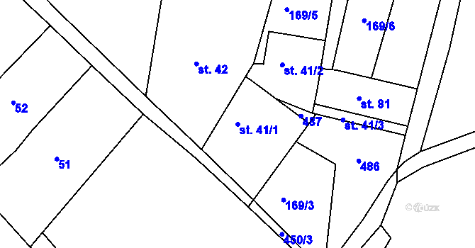 Parcela st. 41/1 v KÚ Malobratřice, Katastrální mapa