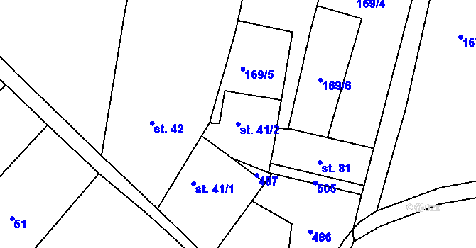 Parcela st. 41/2 v KÚ Malobratřice, Katastrální mapa