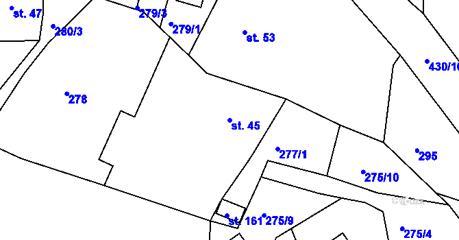 Parcela st. 45 v KÚ Malobratřice, Katastrální mapa