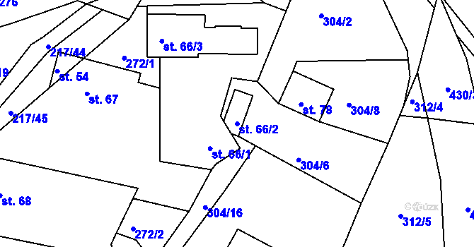 Parcela st. 66/2 v KÚ Malobratřice, Katastrální mapa