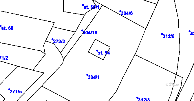 Parcela st. 94 v KÚ Malobratřice, Katastrální mapa