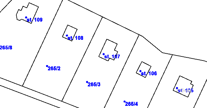 Parcela st. 107 v KÚ Malobratřice, Katastrální mapa