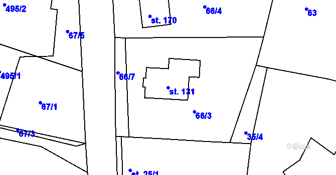 Parcela st. 131 v KÚ Malobratřice, Katastrální mapa