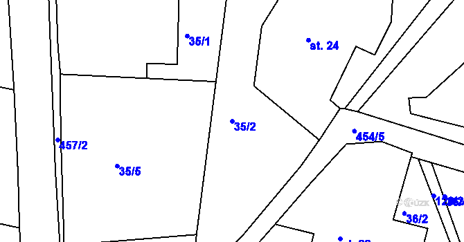 Parcela st. 35/2 v KÚ Malobratřice, Katastrální mapa