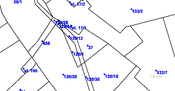 Parcela st. 37 v KÚ Malobratřice, Katastrální mapa