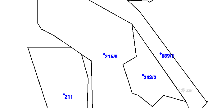Parcela st. 215/9 v KÚ Malobratřice, Katastrální mapa