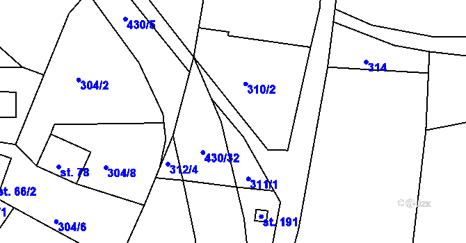 Parcela st. 430/3 v KÚ Malobratřice, Katastrální mapa