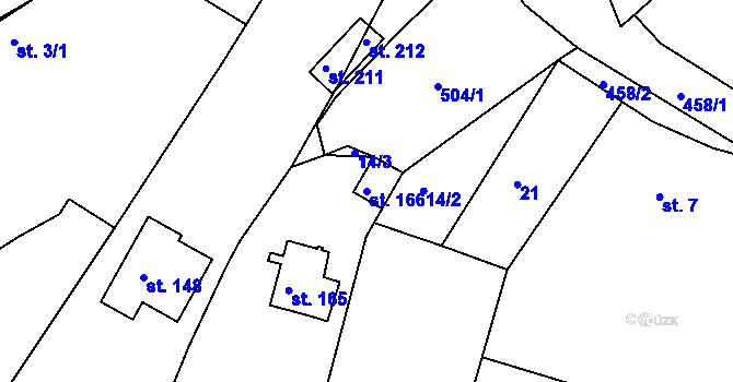 Parcela st. 166 v KÚ Malobratřice, Katastrální mapa