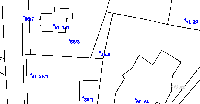 Parcela st. 35/4 v KÚ Malobratřice, Katastrální mapa