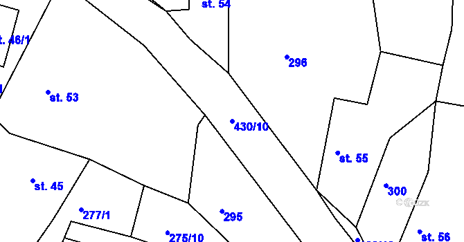 Parcela st. 430/10 v KÚ Malobratřice, Katastrální mapa