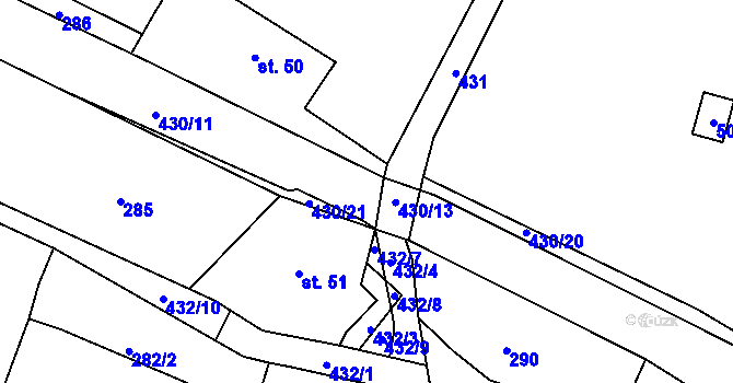 Parcela st. 430/12 v KÚ Malobratřice, Katastrální mapa