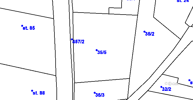 Parcela st. 35/5 v KÚ Malobratřice, Katastrální mapa