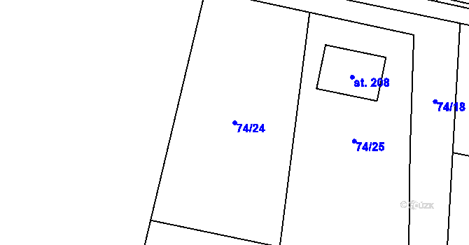 Parcela st. 74/24 v KÚ Malobratřice, Katastrální mapa