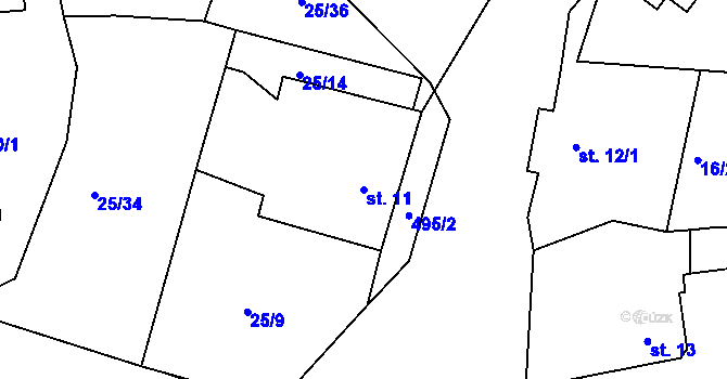 Parcela st. 11 v KÚ Solec, Katastrální mapa