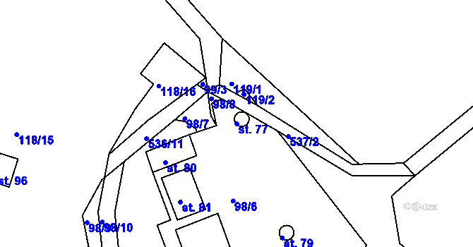 Parcela st. 77 v KÚ Solec, Katastrální mapa