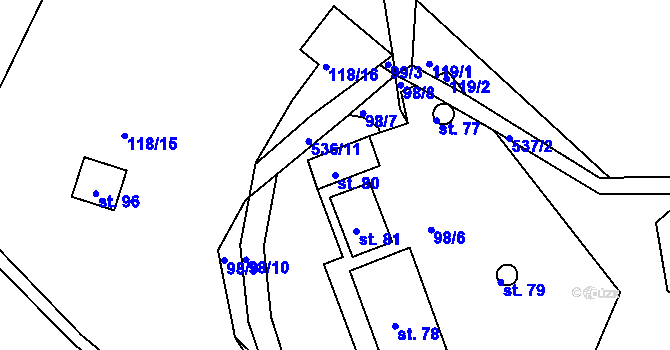 Parcela st. 80 v KÚ Solec, Katastrální mapa