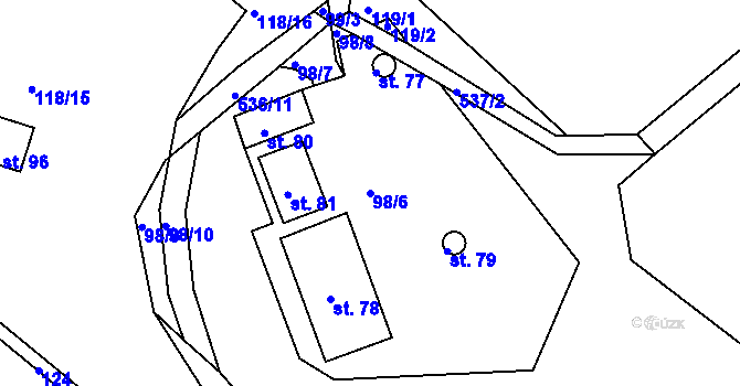 Parcela st. 98/6 v KÚ Solec, Katastrální mapa