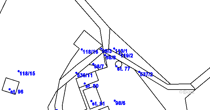 Parcela st. 98/8 v KÚ Solec, Katastrální mapa