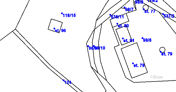 Parcela st. 98/9 v KÚ Solec, Katastrální mapa