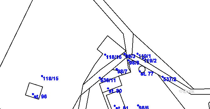 Parcela st. 118/16 v KÚ Solec, Katastrální mapa