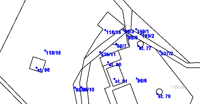 Parcela st. 536/11 v KÚ Solec, Katastrální mapa