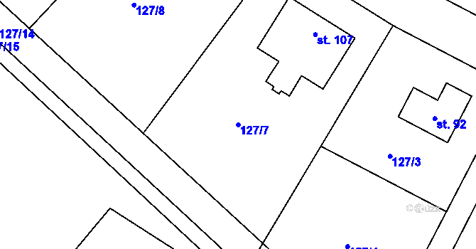 Parcela st. 127/7 v KÚ Solec, Katastrální mapa