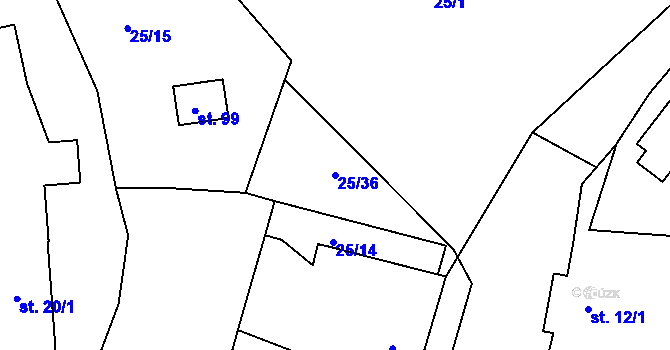 Parcela st. 25/36 v KÚ Solec, Katastrální mapa