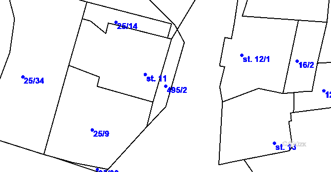 Parcela st. 495/2 v KÚ Solec, Katastrální mapa