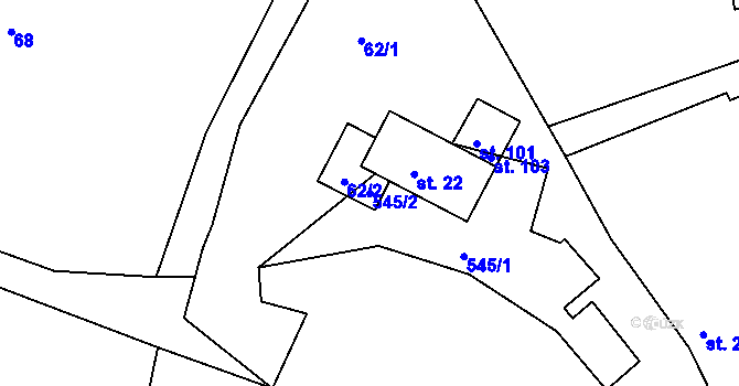 Parcela st. 545/2 v KÚ Solec, Katastrální mapa