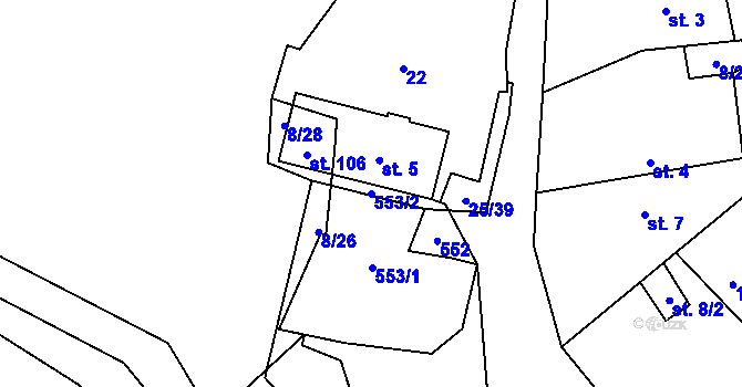 Parcela st. 553/2 v KÚ Solec, Katastrální mapa