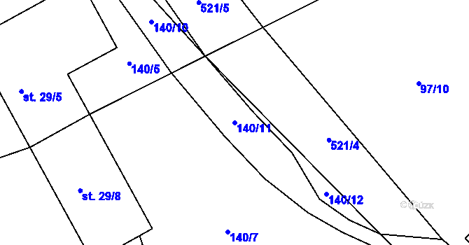 Parcela st. 140/11 v KÚ Solec, Katastrální mapa