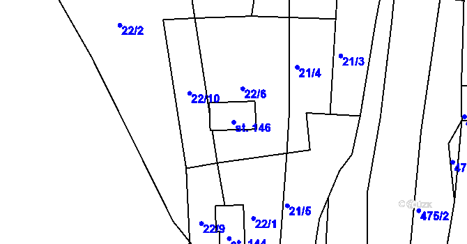 Parcela st. 146 v KÚ Dolní Líšnice, Katastrální mapa