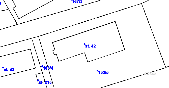 Parcela st. 42 v KÚ Solenice, Katastrální mapa
