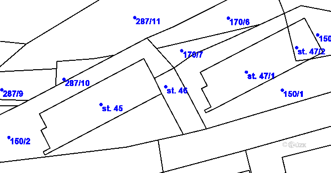 Parcela st. 46 v KÚ Solenice, Katastrální mapa