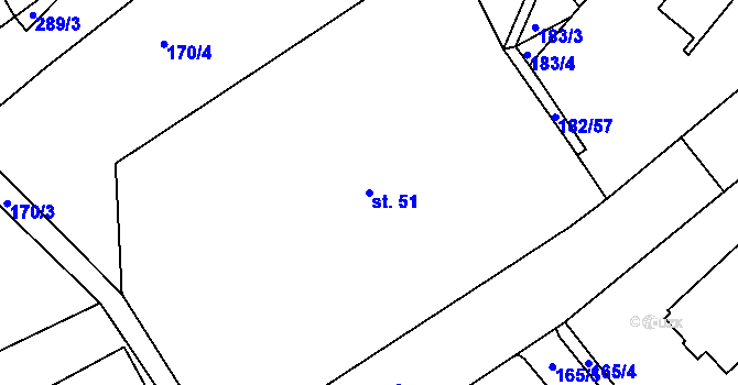 Parcela st. 51 v KÚ Solenice, Katastrální mapa