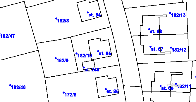 Parcela st. 85 v KÚ Solenice, Katastrální mapa