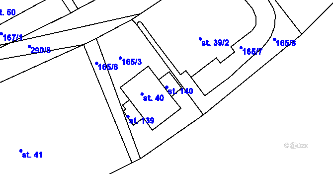 Parcela st. 140 v KÚ Solenice, Katastrální mapa