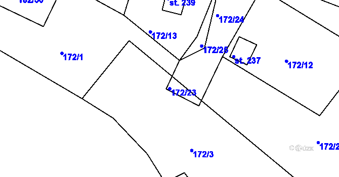 Parcela st. 172/23 v KÚ Solenice, Katastrální mapa