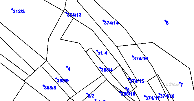 Parcela st. 4 v KÚ Větrov u Solenic, Katastrální mapa