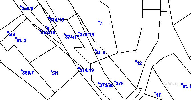 Parcela st. 5 v KÚ Větrov u Solenic, Katastrální mapa
