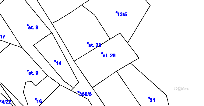 Parcela st. 29 v KÚ Větrov u Solenic, Katastrální mapa
