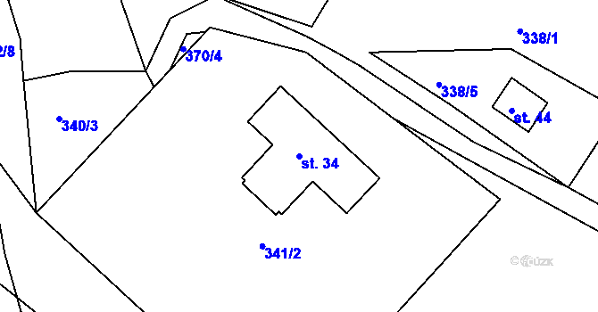 Parcela st. 34 v KÚ Větrov u Solenic, Katastrální mapa