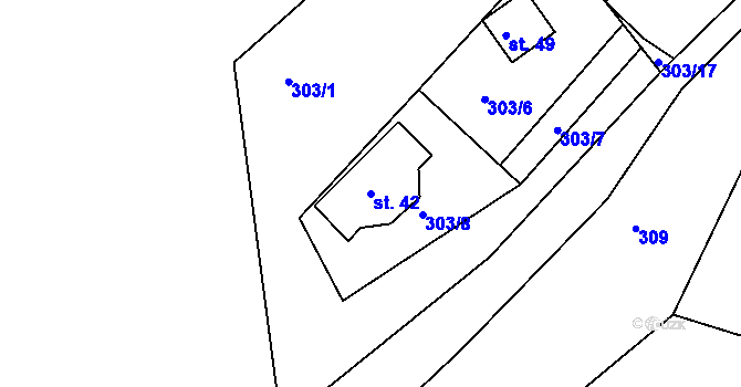 Parcela st. 42 v KÚ Větrov u Solenic, Katastrální mapa