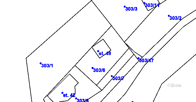 Parcela st. 49 v KÚ Větrov u Solenic, Katastrální mapa