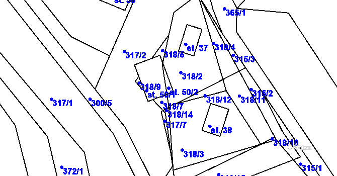 Parcela st. 50/2 v KÚ Větrov u Solenic, Katastrální mapa