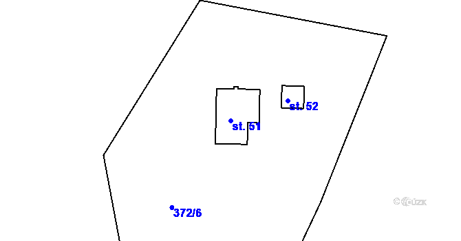 Parcela st. 51 v KÚ Větrov u Solenic, Katastrální mapa