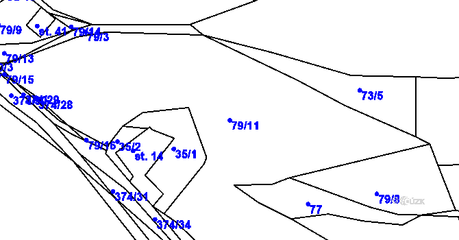 Parcela st. 79/11 v KÚ Větrov u Solenic, Katastrální mapa