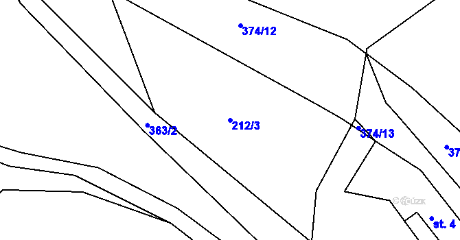 Parcela st. 212/3 v KÚ Větrov u Solenic, Katastrální mapa
