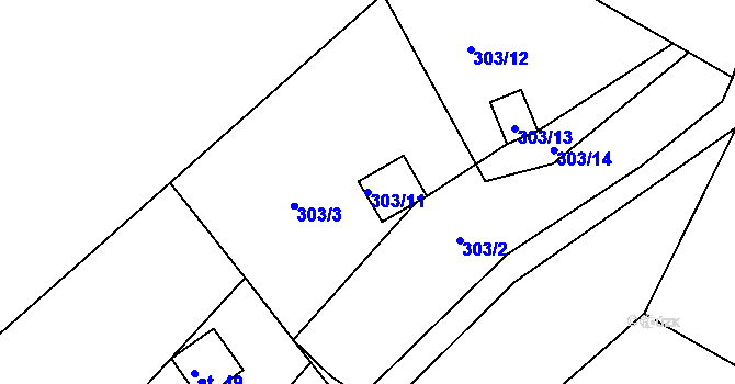 Parcela st. 303/11 v KÚ Větrov u Solenic, Katastrální mapa